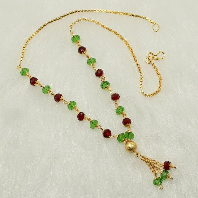 Crystal Faceted Beaded Mala Red and Green