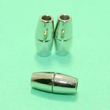 5 Pcs, 16x4mm Magnetic Clasps Leather Cord Connectors Silver
