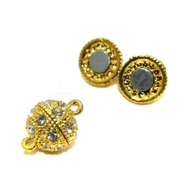 5 Pcs,12mm AD Stone Magnetic Clasps Golden