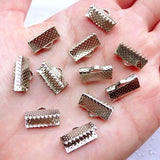 13mm Ribbon Clamp Silver Crimp Ends