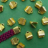 50 Gm, 5mm Ribbon Clamp Crimp Ends With Loop Golden