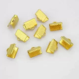 5mm Ribbon Clamp Crimp Ends With Loop Golden