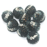 25 Pcs Crochet Round Beads Black 16x14 mm