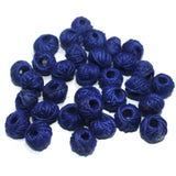 Cotton Thread Round Beads Blue 12x8 mm