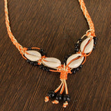 Cotton Cord Shell Cowrie Beads Necklace