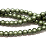 5 Strings Disco Round Beads Olive Green 6 mm