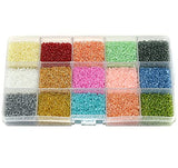 Beadsnfashion glass seed beads For Jewellery Making, Embroidery & Crafts DIY Kit, size 11/0, Pack Of 15 Colours