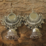 Mirror Jhumka Earring Silver
