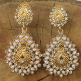 Gold Plated Alloy Pearl and AD Stone Setting Earring