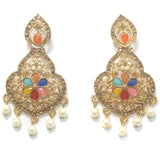 Gold Plated Alloy Pearl and AD Stone Setting Earring Multicolor