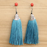 Long Tassel Earrings Turquoise
