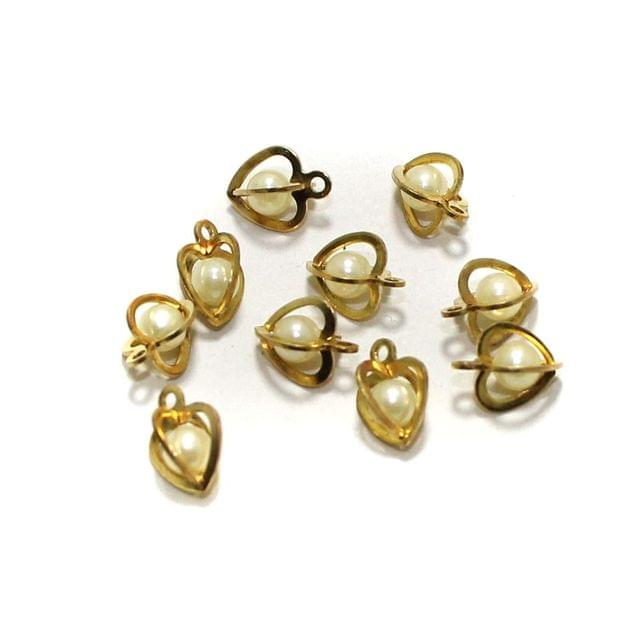 Heart Earrings Components Pearl Charms Size 12x10mm