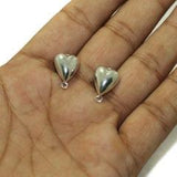 2 Pairs Post Stud Earring Findings Heart Shaped With Closed Loop 16x11mm