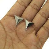 2 Pairs Post Stud Earring Findings Triangle Shaped With Closed Loop 13mm