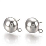 5 Pairs 10mm Half Ball With Closed Loop Earring Posts