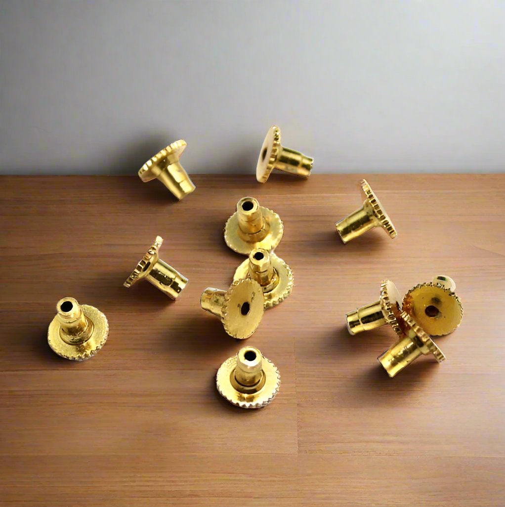 20 Pcs, Brass Earrings Post Back Push Golden 8mm Golden 8mm