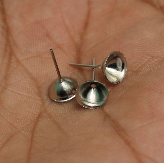 25 Pairs, 8mm Silver Earring Posts Blank Tray Stud