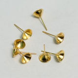 25 Pairs, 8mm Golden Earring Posts Blank Tray Stud