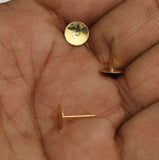 50 Gms, 8mm Golden Earring Posts Flat Pad Blank Tray Stud