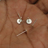 25 Pairs, 6mm Silver Earring Posts Flat Pad Blank Tray Stud