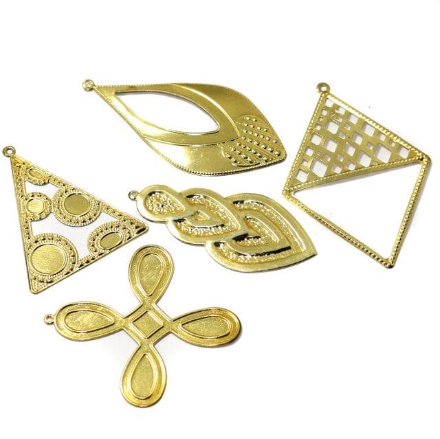 5 Pairs Gold Plated Earrings Components