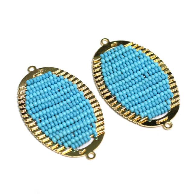 2 Pcs, 48x28mm Miyuki Beads Oval Connector and Earrings Components