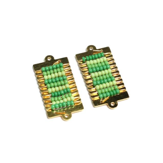 2 Pcs, 34x15mm Miyuki Beads Rectangle Connector and Earrings Components