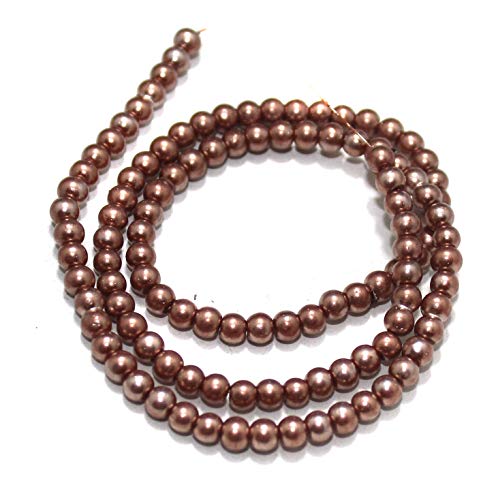 4mm Copper Glass Pearl Beads 1 String