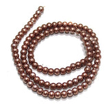 4mm Copper Glass Pearl Beads 1 String