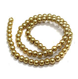 6mm Golden Glass Pearl Beads