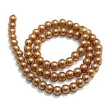 6mm Coffee Glass Pearl Beads 1 String