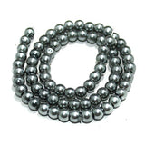 6mm Grey Glass Pearl Beads 1 String