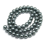 8mm Grey Glass Pearl Beads