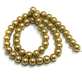 8mm Golden Glass Pearl Beads
