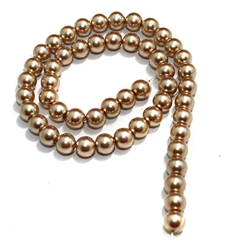 8mm Coffee Glass Pearl Beads 1 String