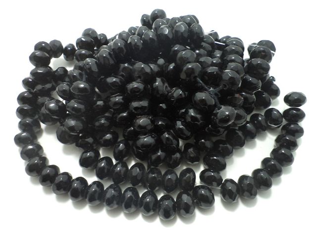 1 Strings Faceted Glass Rondelle Beads Black 12x8 mm