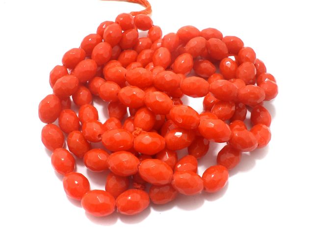 1 Strings Faceted Glass Oval Beads Orange 17x12 mm