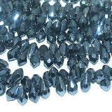 15x9mm Faceted Glass Drop Beads Metallic Black