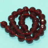 12 mm Crystal Faceted Round Beads Maroon