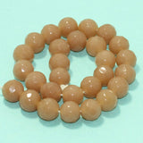 12mm Crystal Faceted Round Beads Peach