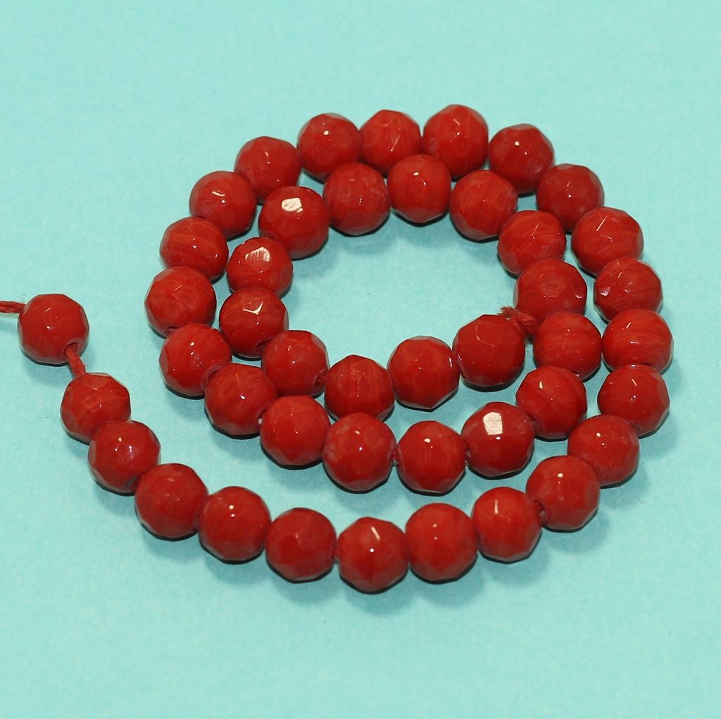 10mm Crystal Faceted Round Beads Maroon 1 String