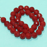 10mm Crystal Faceted Round Beads Red 1 String