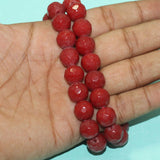 12mm Crystal Faceted Round Beads Red