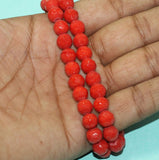 8mm Crystal Faceted Round Beads Red