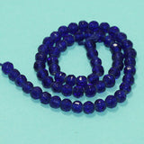 6mm Crystal Faceted Round Beads Blue 1 String