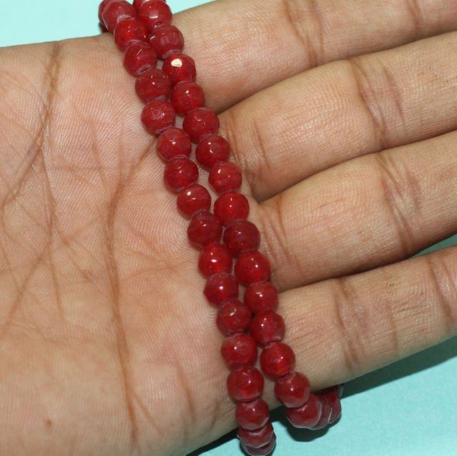 6 mm Crystal Faceted Round Beads Maroon 1 String