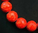 15+ Faceted Glass Round Beads Orange 16mm