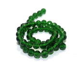 8mm Faceted Glass Round Beads Green