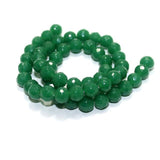8mm Faceted Glass Round Beads Opaque Green