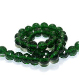 12mm Faceted Glass Round Beads Green